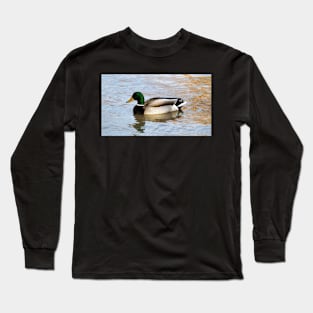 A Male Mallard Duck Swimming Long Sleeve T-Shirt